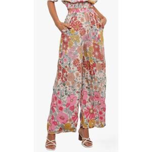 NWT Petal + Pup Wide Leg Floral Pull-on Pants Women's 6 Pockets Lightweight